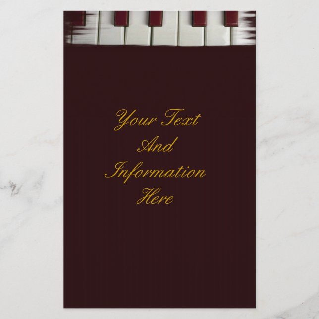 Papelaria Papel de Carta de Chaves Piano (Frente)