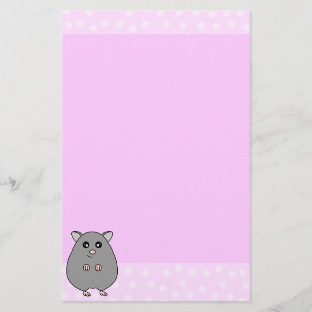Papelaria Papel de carta de Cinza de Hamster Rosa (Frente)