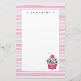 Papelaria Papel de Carta de Cupcake Rosa Personalizado