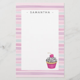 Papelaria Papel de Carta de Cupcake Rosa Personalizado