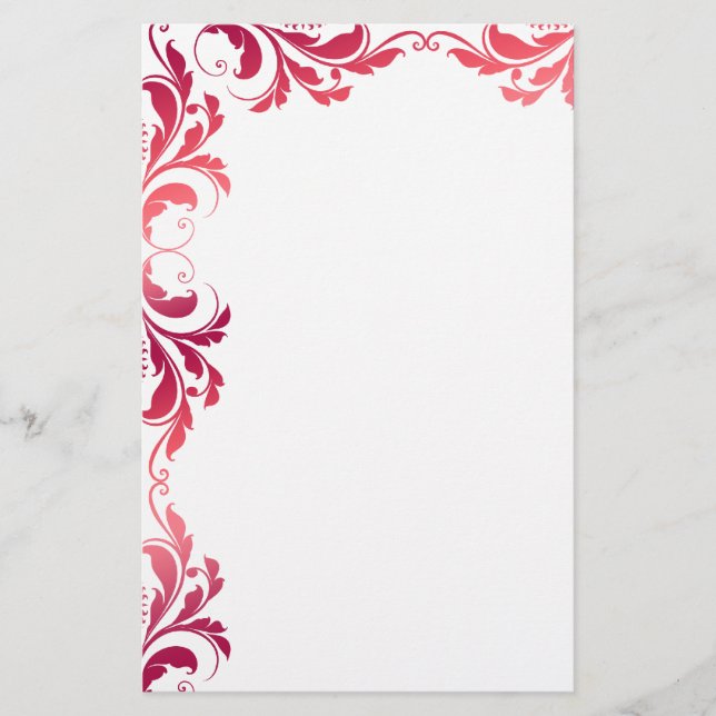 Papelaria Papel de Carta de Damasco Rosa-Chic (Frente)