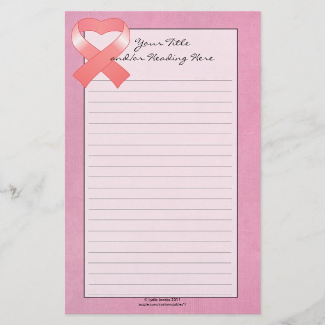 Papelaria Papel de Carta de Fita Rosa (Frente)
