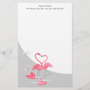 Papelaria Papel de carta de Flamingo Love