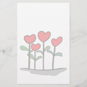 Papelaria Papel de carta de Flores do Coração Whimsical