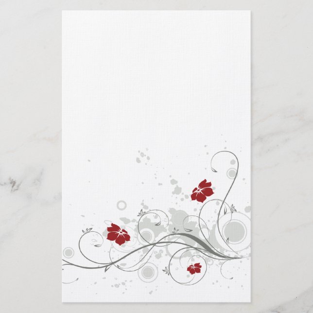 Papelaria Papel de carta de Flores Retro (Frente)