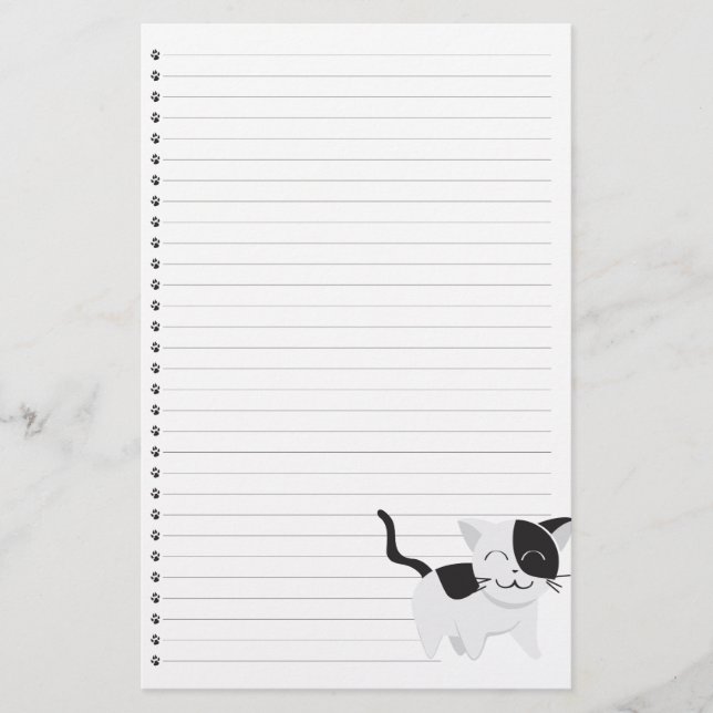 Papelaria Papel de carta de Gatinho linhado (Frente)