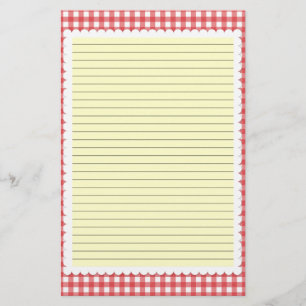 Papelaria Papel de Carta de Gingham Vermelho e Branco - linh