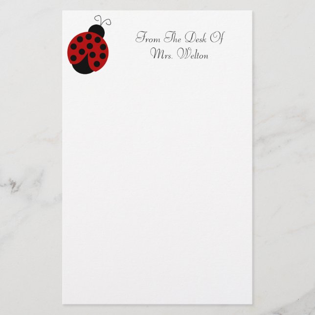 Papelaria Papel de carta de ladybug personalizado (Frente)