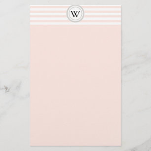 Papelaria Papel de carta de Monograma com Stripes Brancas
