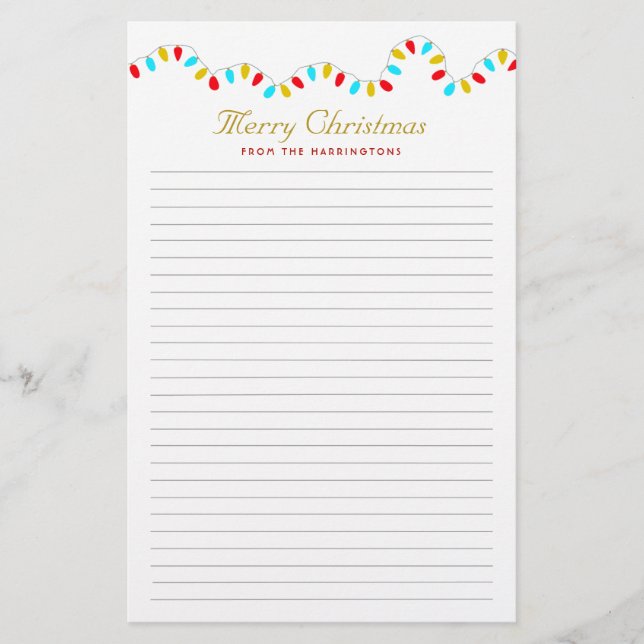 Papelaria Papel de Carta de Natal Personalizado com Luzes (Frente)