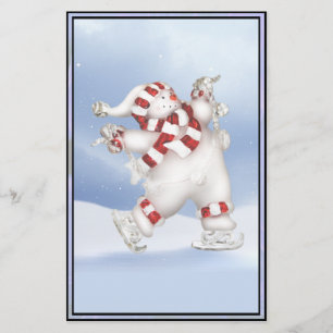 Papelaria Papel de carta de patinagem do boneco de neve