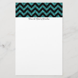 Papelaria Papel de Carta de Téal Glitter Chevron