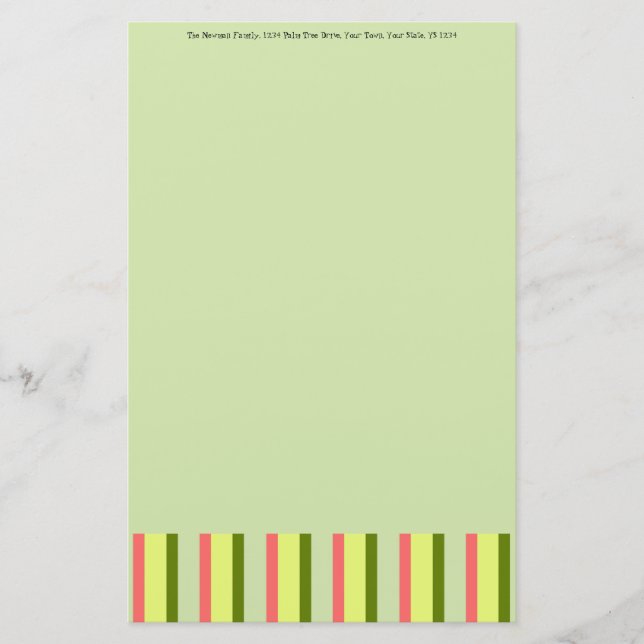 Papelaria Papel de carta de texto clássico com faixa verde d (Frente)