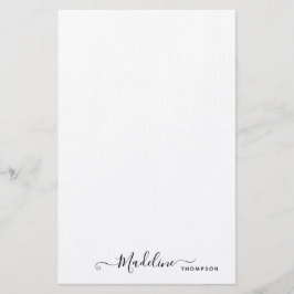 Papelaria Papel de carta de tipografia de script preto-Na mo