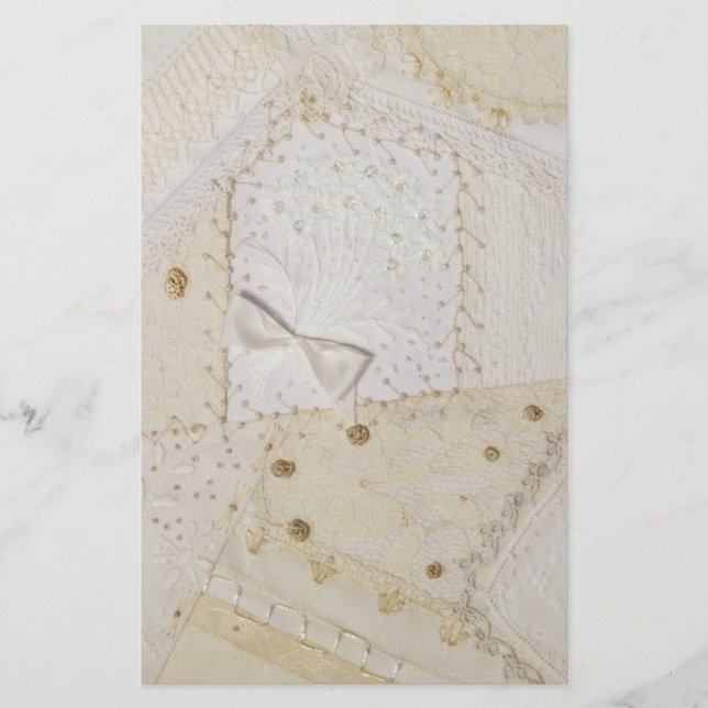 Papelaria Papel de carta Design De Creme E Patchwork Branca (Frente)