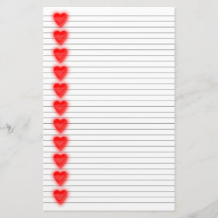 Papelaria Papel de Carta do Coração Vermelho - Linhas opcion