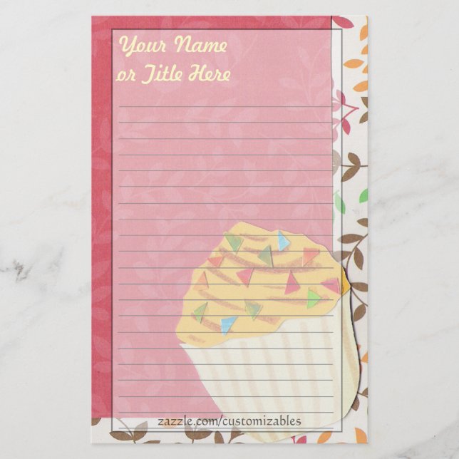Papelaria Papel de carta do Cupcake Confetti (Frente)