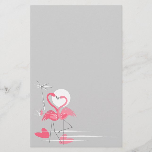 Papelaria Papel de carta do Flamingo Love Side (Frente)