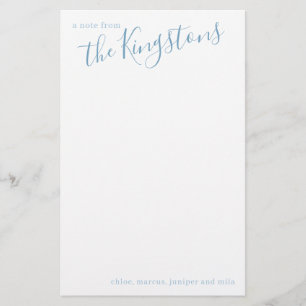 Papelaria Papel de Carta do Nome da Família Dusty Blue