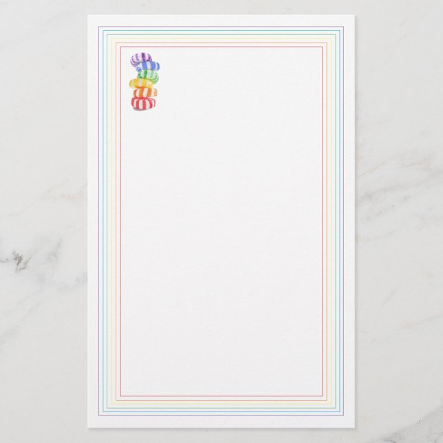 Papelaria Papel de carta do RAINBOW CANDY 5.5x8.5 (Frente)