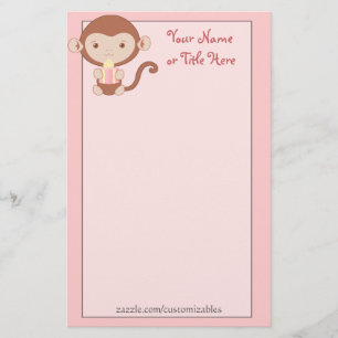 Papelaria Papel de carta do rosa do macaco do aniversário