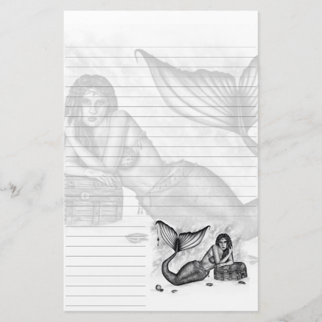 Papelaria Papel de carta do tesouro da pérola (Frente)