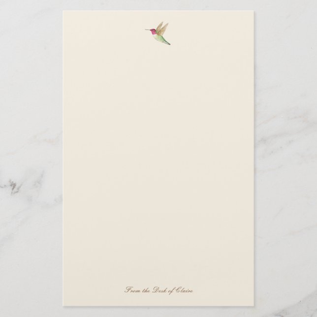 Papelaria Papel de Carta Ecru Hummingbird (Frente)