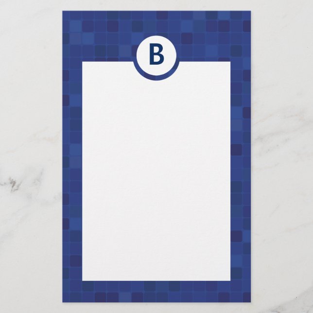 Papelaria Papel de carta em pixel azul (Frente)