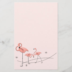 Papelaria Papel de carta Flamingos Pink Trio