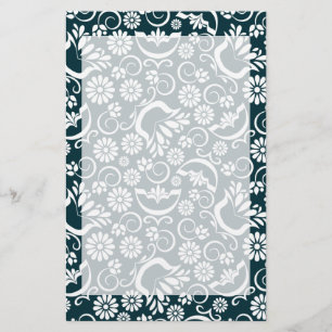 Papelaria Papel de carta floral branco esbelto