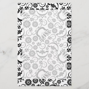 Papelaria Papel de carta floral branco esbelto