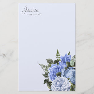 Papelaria Papel de Carta Floral de Cor Vintage Azul