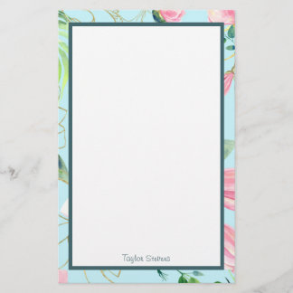 Papelaria Papel de Carta Floral Personalizado