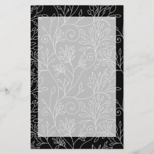 Papelaria Papel de carta floral preto e branco