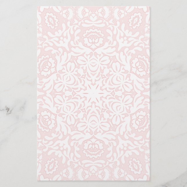 Papelaria Papel de Carta Floral Romântico de rendas rosa (Frente)