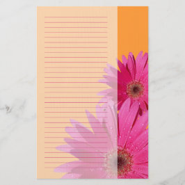 Papelaria Papel de carta Gerbera Daisy Laranja e Rosa