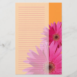Papelaria Papel de carta Gerbera Daisy Laranja e Rosa