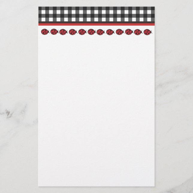 Papelaria Papel de carta Gingham Ladybug (Frente)