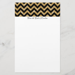 Papelaria Papel de carta Glitter Chevron Dourado