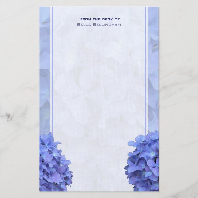 Papelaria Papel de Carta Hydrangeas Azul (Frente)