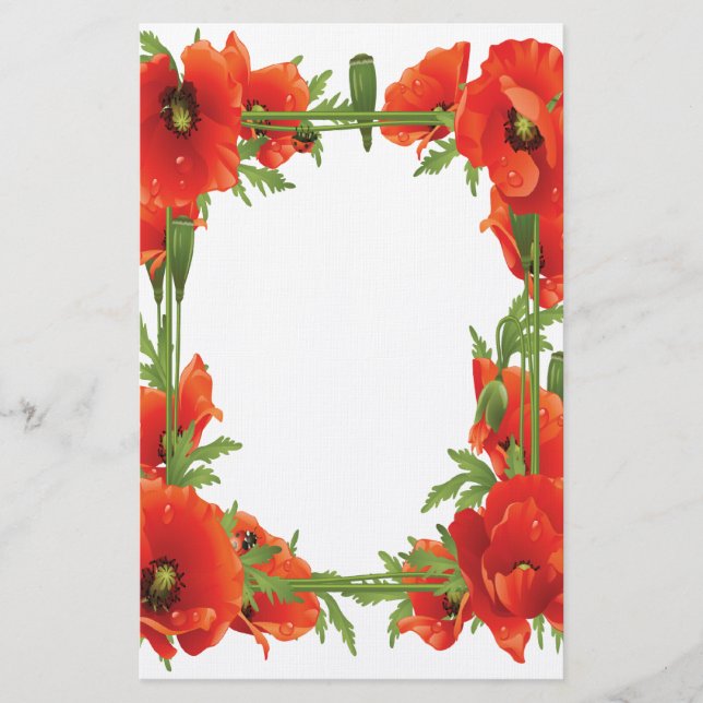 Papelaria Papel de carta Laranja Poppies (Frente)