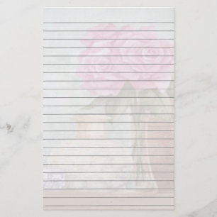 Papelaria Papel de Carta Linhado de Rosas Rosa