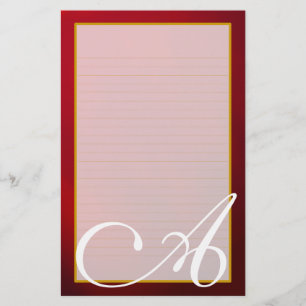 Papelaria Papel de Carta Linhado para Monograma de Ruby Verm