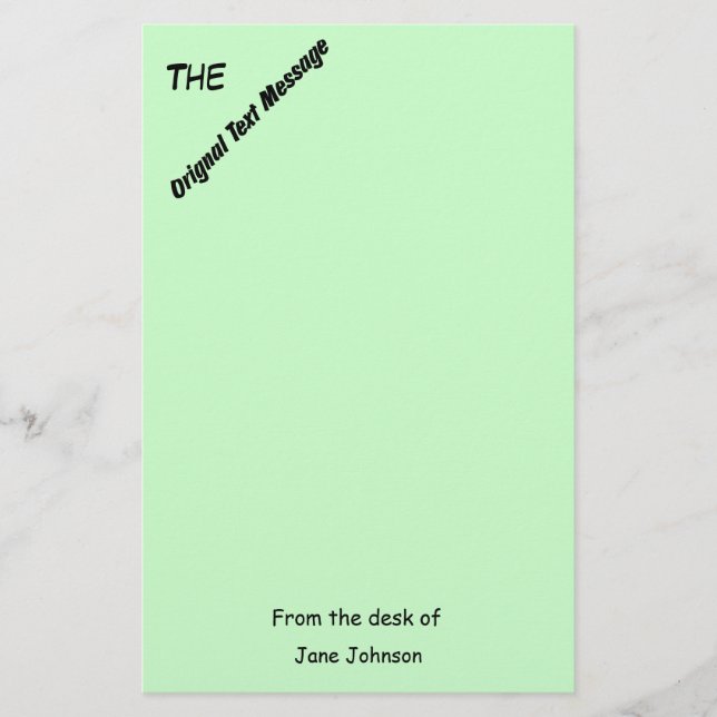 Papelaria Papel de Carta - Mensagem de Texto Original (Frente)