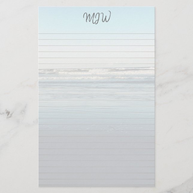 Papelaria Papel de Carta Monogramado com Linhas e Ondas Rola (Frente)