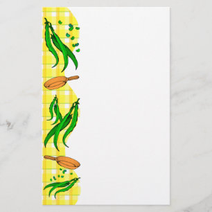 Papelaria Papel de Carta Pan Retro-Kitchen Frying Green Bean