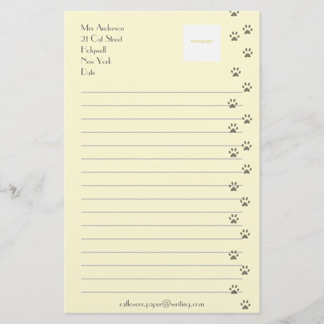 Papelaria Papel de carta para amantes do gato (Frente)