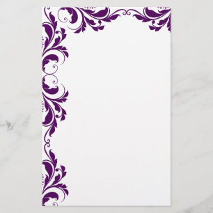 Papelaria Papel de Carta para Damasco Roxo Roxo Chic