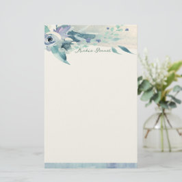 Papelaria Papel de Carta Personalizado Azul-Rosa e Teal