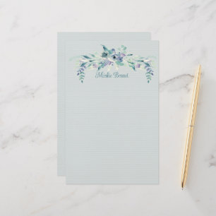 Papelaria Papel de Carta Personalizado Azul-Rosa e Teal